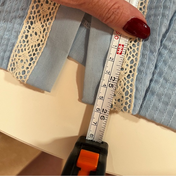 Vintage 60 70 MCM MOD Victorian Blue Lace High Collar Puff Sleeve Tuxedo Blouse - Picture 14 of 16